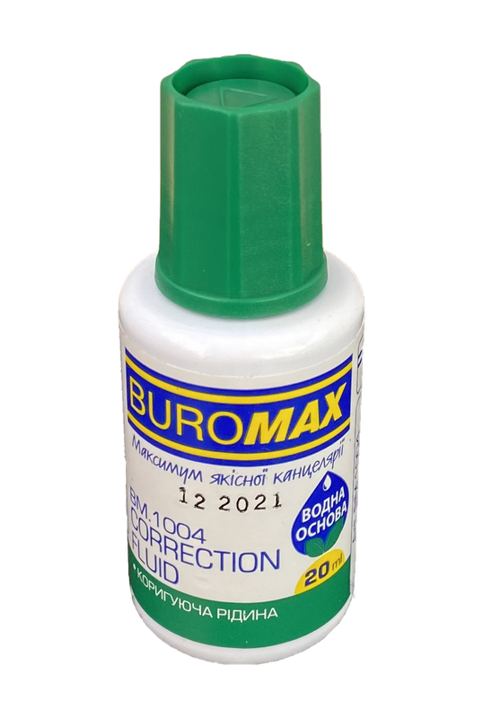 Коригувальна рідина з пензликом, Buromax (BM.1004), 20 мл, водна основа